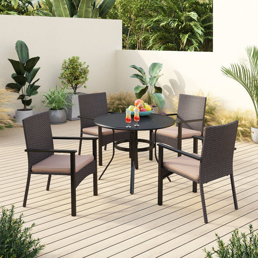 Sophia & William 5 Pieces Outdoor Patio Dining Set Dining Chairs and Metal Round Dining Table