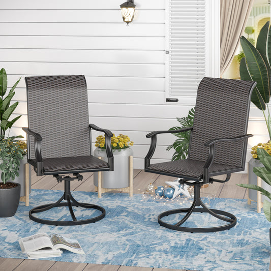 Sophia & William Patio Swivel Wicker Rattan Dining Chairs Set of, Dark Brown