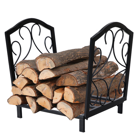 Sophia & William Garden Small Steel Firewood Log Rack Fireside Log Rack - Black