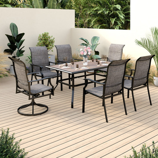 Sophia & William 7 Piece Outdoor Patio Dining Set Outdoor Furniture Set with 1 Steel Retangular Table & 6 Textilene Patio Dining Chairs