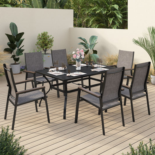 Sophia&William 7-Piece Metal Outdoor Patio Dining Furniture Set, Gray