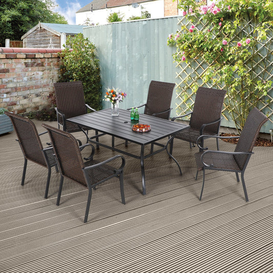 Sophia & William 7 Pieces Wicker Rattan Patio Dining Set for 6 People