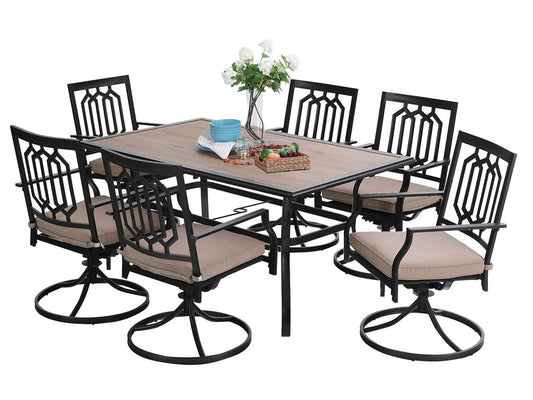 Sophia & William 7 Peices Outdoor Patio Dining Set Swivel Chairs and Table Set