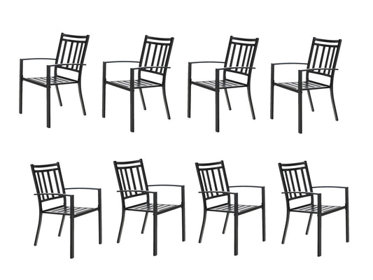 Sophia & William Outdoor Patio Metal Dining Chairs Set of 8, Black