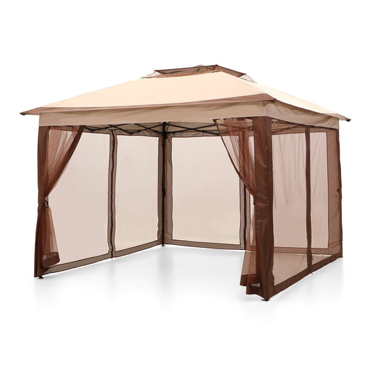 Sophia & William 11' x 11' Outdoor Gazebo Instant Pop Up Canopy Tent with Wheeled Bag - Beige