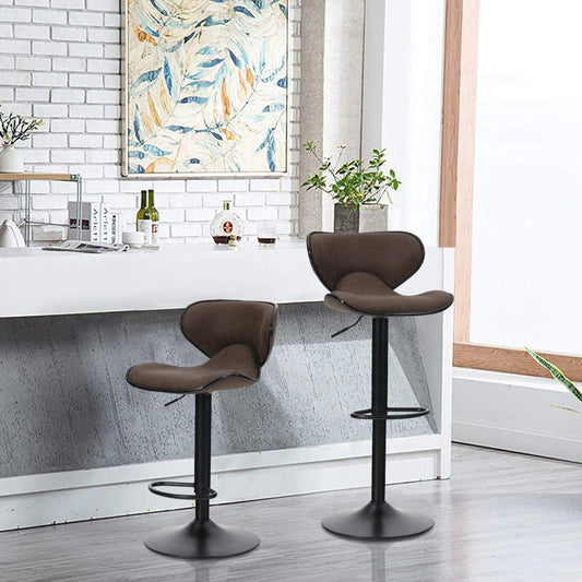 Sophia&William 2 Pieces Adjustable Height Swivel Bar Stools PU Leather Seat,Brown