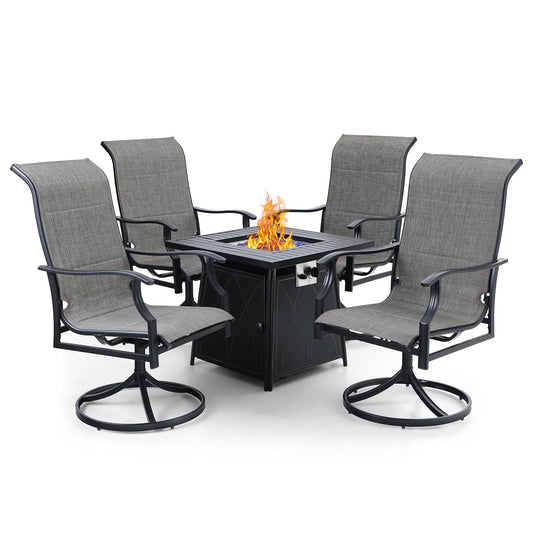 Sophia & William 5 Pcs Metal Patio Dining Set with Gas Fire Pit Table