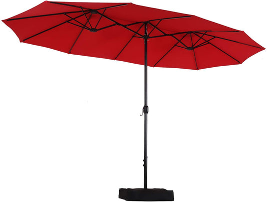 Sophia & William 15FT Outdoor Patio Umbrella Extra Large Double Sided Garden Umbrella with Crank Handle, Base Included,Red