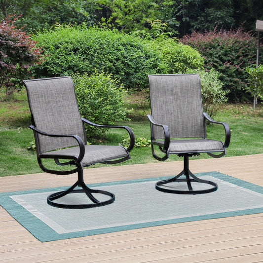 Sophia & William Outdoor Dining Chair - Steel - Set of 2 - Swivel - Black and Ash Brown