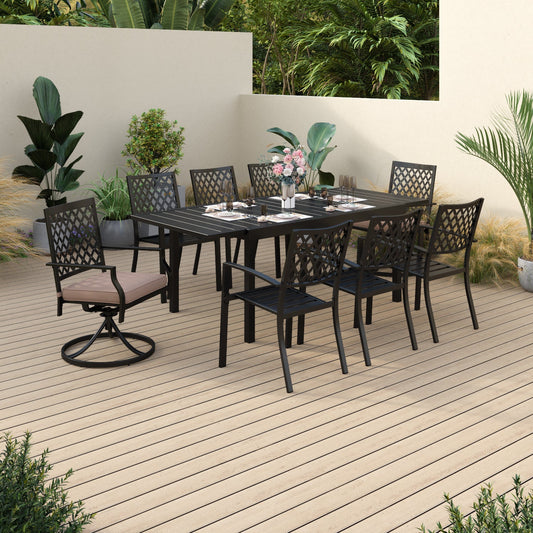 Sophia & William 9 Piece Outdoor Patio Dining Set 1 Steel Retangular Table & 8 Outdoor dining Chairs