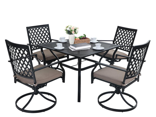 Sophia & William 5 Peices Outdoor Patio Metal Dining Set Swivel Chairs and Table Set