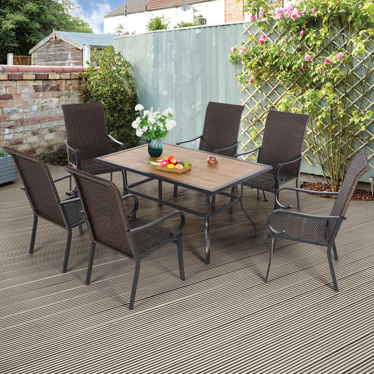 Sophia & William 7 Pieces Wicker Rattan Patio Dining Set for 6 People